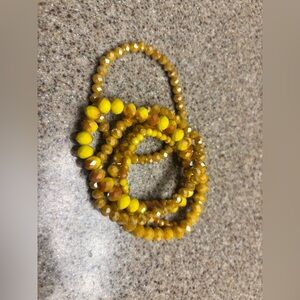 Yellow Glass Bead Bracelet Set